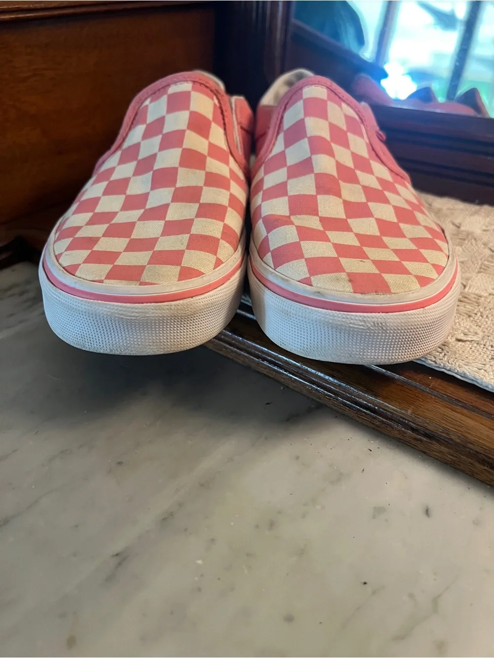 VANS Classic Checkerboard Low Top Canvas Sneakers Pink White Women's Size 6.5